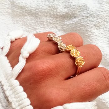 bague roses or argent