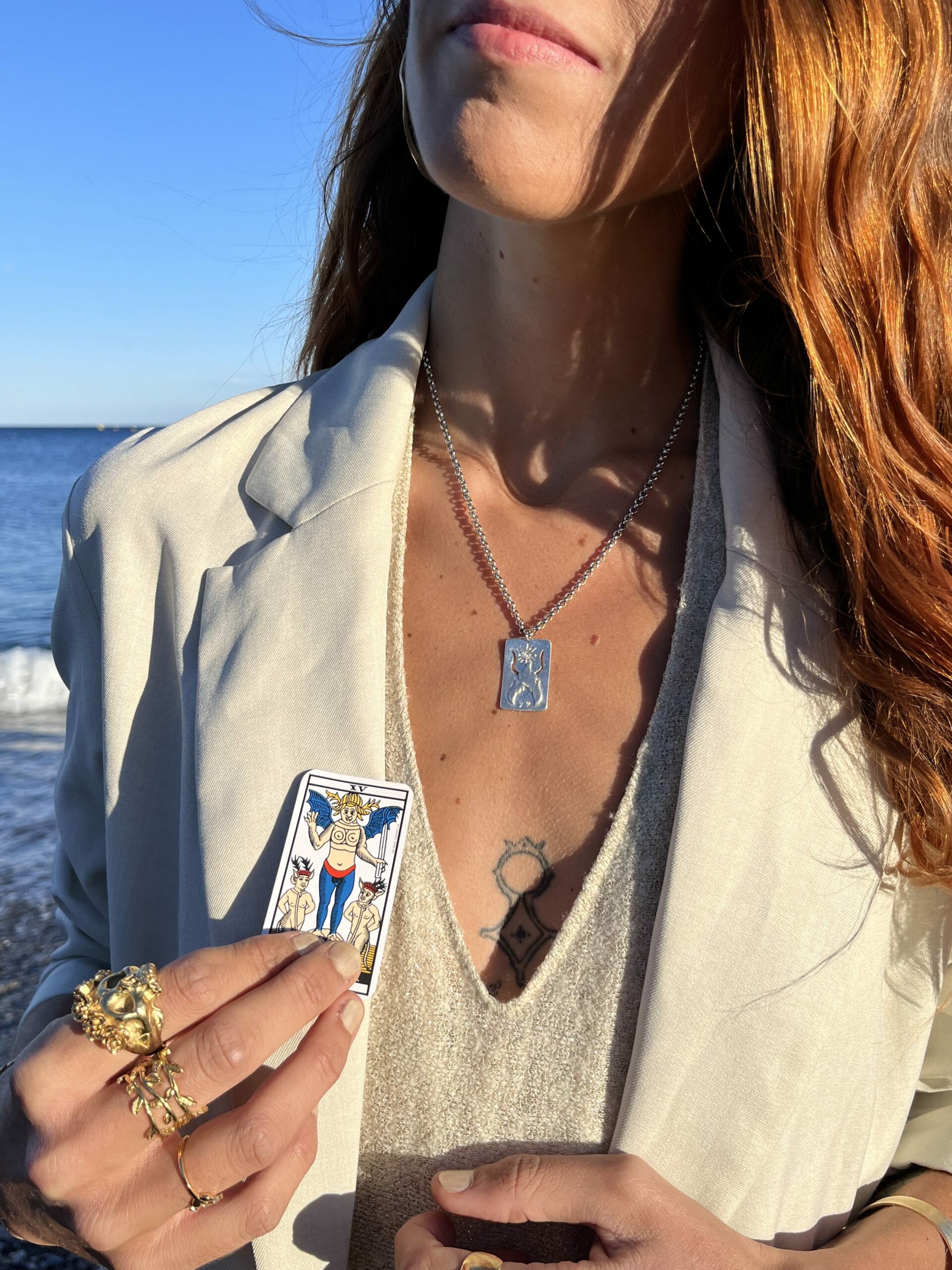 collier-carte-tarot-argent collier carte tarot argent